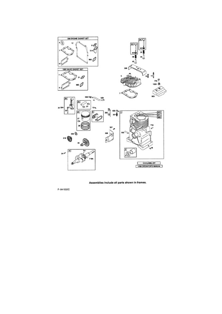 Cylinder Assembly Diagram and Parts List for 9A413-0202-E1  Briggs and Stratton Engine